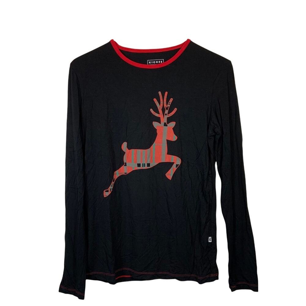 Kickee Pants Black Christmas Holiday Reindeer Long Sleeved Top Size Womans Small